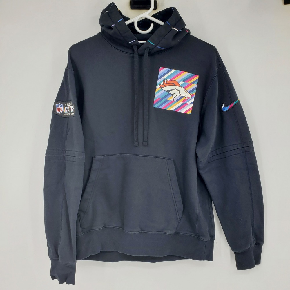 Nike NFL Denver Broncos Crucial‎ Catch Hoodie Sweatshirt Black Men's Medium